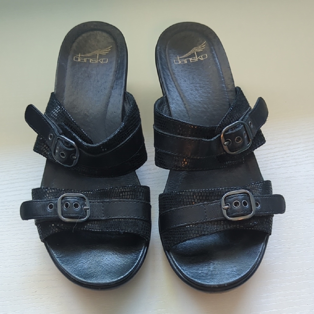 Dansko Black Buckle Sandals